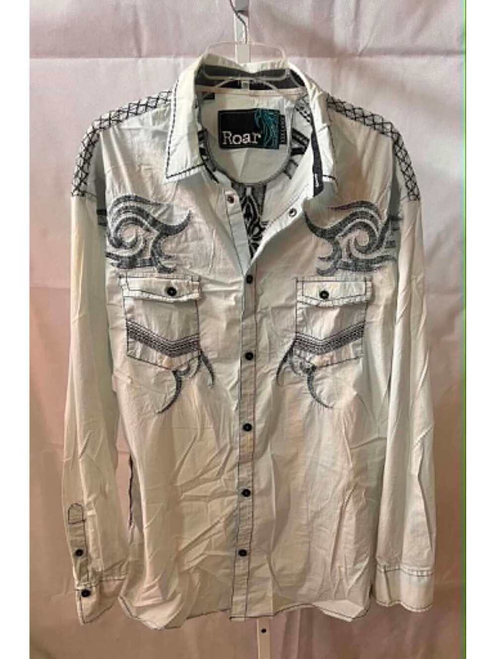 Roar Pure II Men’s 3XL White Embroidered Y2K Shirt